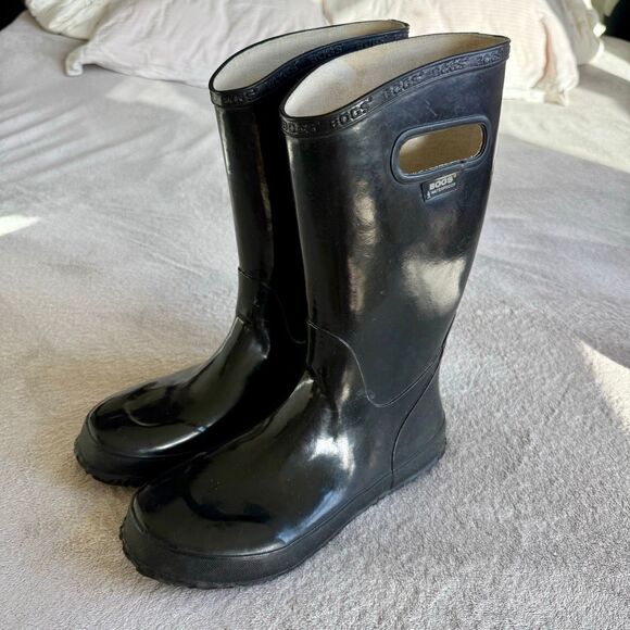 BOGS Big Boys Solid Black Rainboots Size 6 - Picture 1 of 14